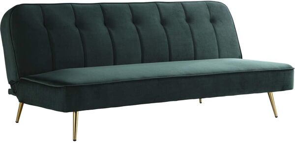 Habitat & Jardin - Canapé Clic Clac Velours James - 180 x 83 x 75 cm - 3 Places - Vert foncé.