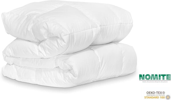 Zenoni & Colombi Couette en Duvet d'oie, 100% Plumes Couette d'iver Chaude, 5 Points de Chaleur Édredon Lit 2 Personnes, Doublure 100% Coton Made in Italy (240x220cm)