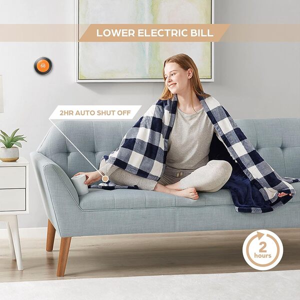 Codi Couverture chauffante 100 % polyester Codi en peluche - Emballage cadeau - 50 x 60 cm - Plaid bleu