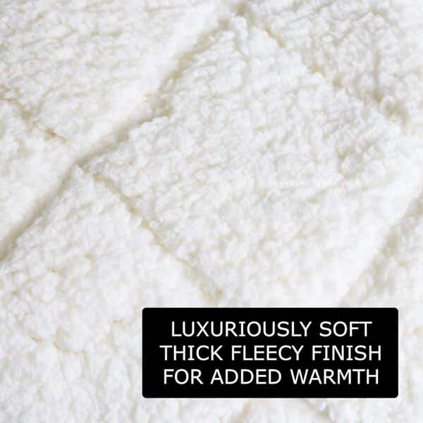 GlamHaus Couverture électrique double contrôle en polaire Sherpa matelassée en losanges – Réglages de chaleur et de minuterie – Réglages du corps et des pieds – Jupe élastique – Lavable en machine