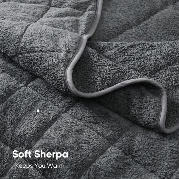 WAIBIO Couverture lestée Sherpa pour adultes, couverture lestée moelleuse de 6,8 kg pour un sommeil profond, couverture super pelucheuse avec couverture lestée douce, 152,4 x 203,2 cm, gris
