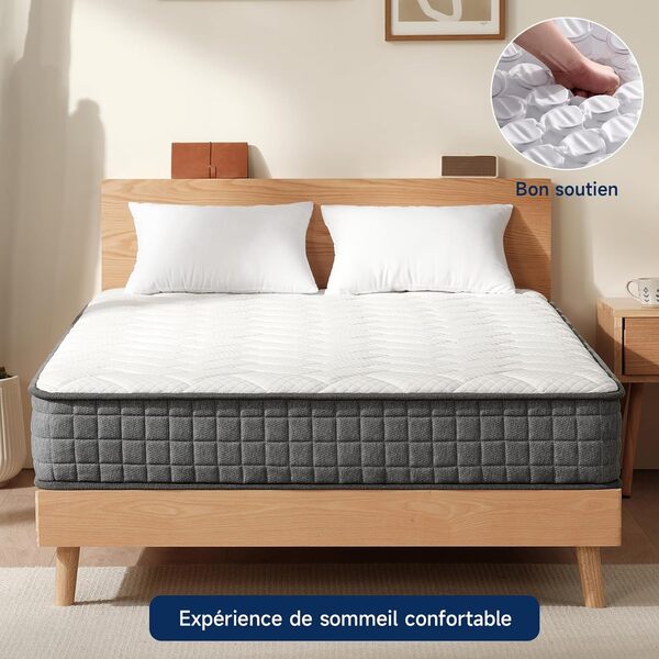 Z-hom Matelas 90x200, 20 cm, Matelas à Ressorts Ensachés Indépendant, Isolation du Mouvement, Mi-Ferme, Soutien Parfait, Haute Resilience Ultra Respirante