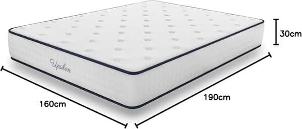 COSMOS - Matelas Upsilon 160x190-30 cm - Accueil Mousse à mémoire de Forme + Blue Latex - Confort Ferme - 7 Zones - Réversible - Hypoallergénique - Durable - Sommeil Isolé - Fabriqué en Europe