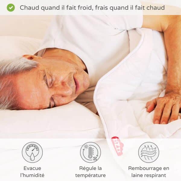 zizzz - Couette en Laine Suisse 4 Saisons 290g/m² - Couette en Coton Bio - Différentes Tailles - Respirante & Douce - Couverture de Haute qualité (135 x 200 cm)