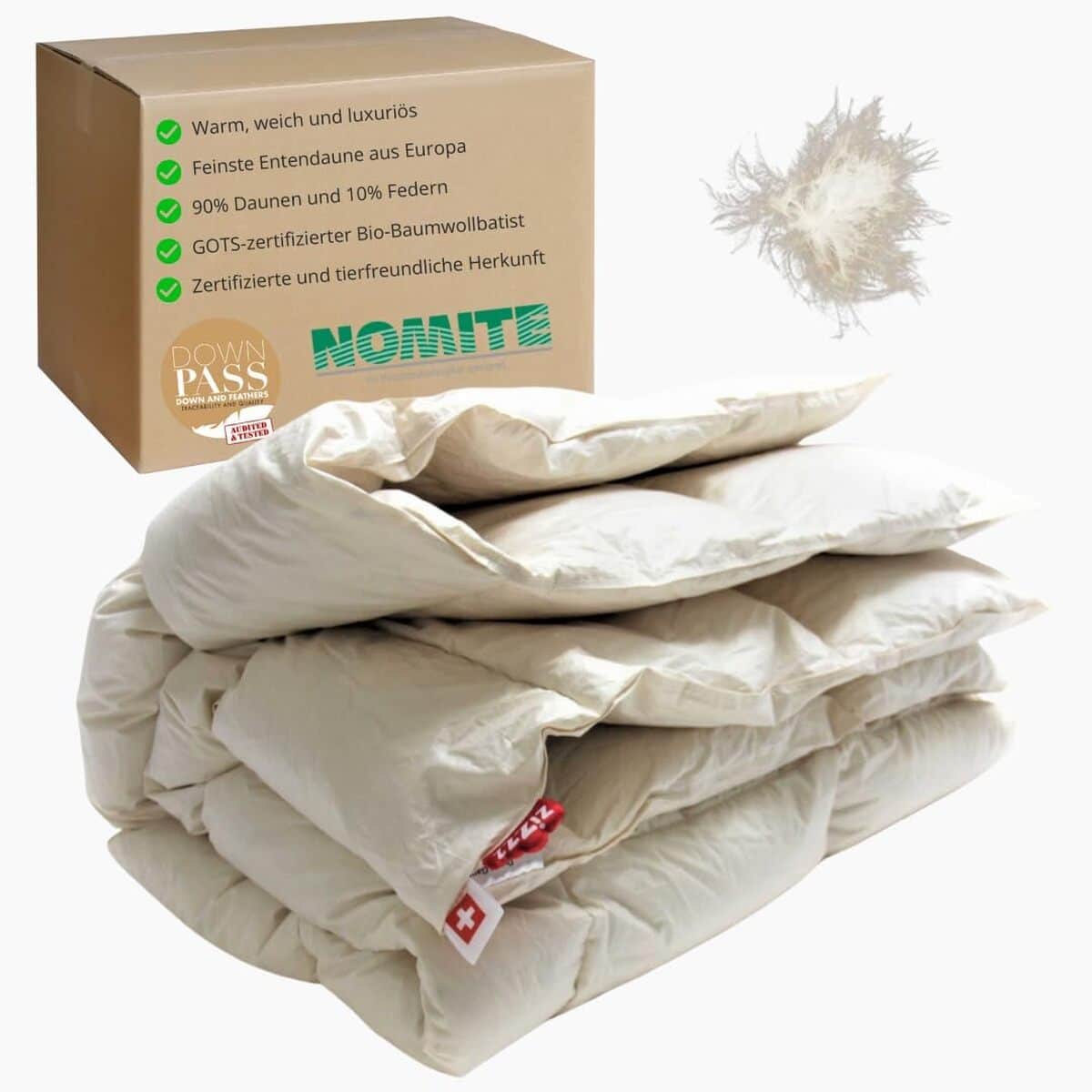 Test : couverture duvet de canard 220x240, certifiée NoMite & Downpass