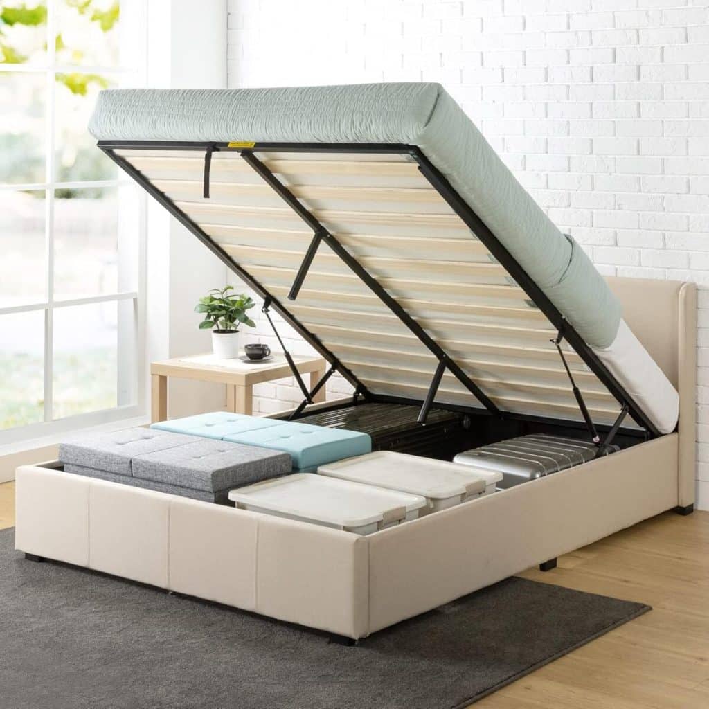 Test du lit coffre Maddon 140 x 190 cm de Zinus : rangement pratique et design