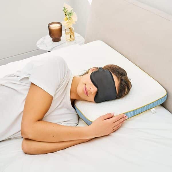 ComfyCozy Oreiller classique en mousse à mémoire de forme et masque pour les yeux en soie | Oreiller orthopédique pour soutien dorsal et douleurs au cou et aux épaules | Oreiller anti-ronflement