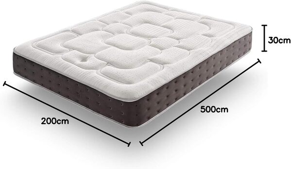 SIMPUR Relax | Matelas Epaisseur 30 cm Royal Top Visco-Graphene | 200x200 cm | Haut Niveau de conductivite Thermique | Reducteur electricite Statique | Perfect Soutien Haute Resilience