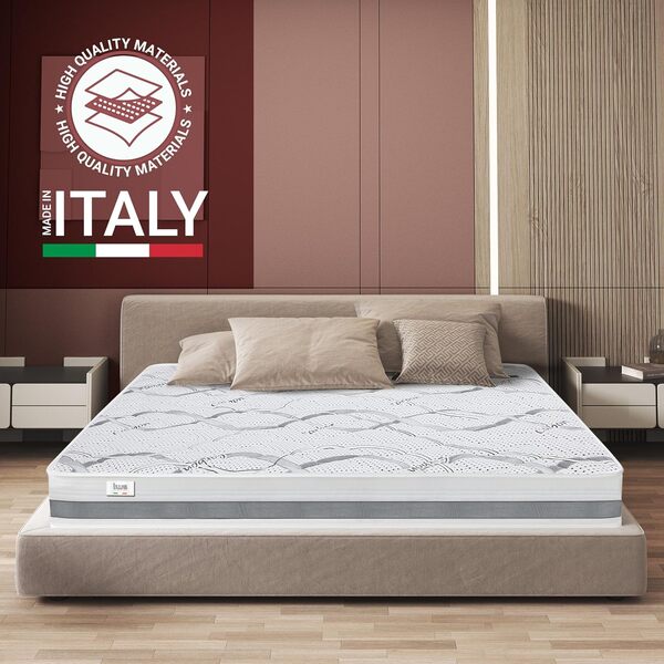 The White Stone Matelas à mémoire de Forme 120 x 200 à fermeté Moyenne | Hauteur 27 cm | Tissu hypoallergénique Respirant | Propriétés orthopédiques Auto-modelantes | Produit en Italie