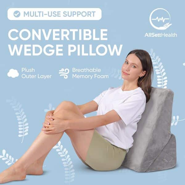 Coussin cale de lit réglable en mousse à mémoire de forme pliable de 22,9 x 30,5 cm pour soutien des jambes et du dos, anti-reflux acide, anti-ronflement, brûlures d'estomac, lecture - Lavable en