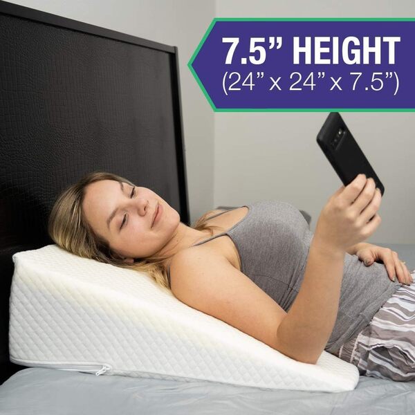 Coussin de lit avec Mousse à mémoire de Forme pour Dormir et reflux d'acide, Anti-ronflement, 19 cm de Hauteur