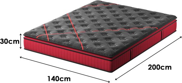 DEWINNER Matelas 140 x 200 x 30 cm | Matelas à Ressorts | 7 Zones ergonomiques | Matelas 2 Personnes Adulte | Hybride Multifonctionnel | Soutien Parfait | Idéal pour lit d'invité