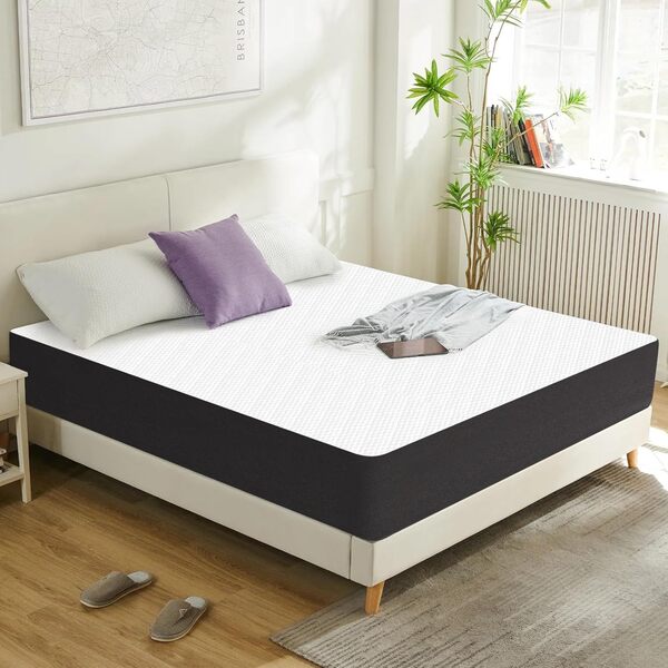 IZTOSS Luxe Matelas 160x200 - Épaisseur 25cm - Mousse - Confort Mi-Ferme - Blanc + Gris
