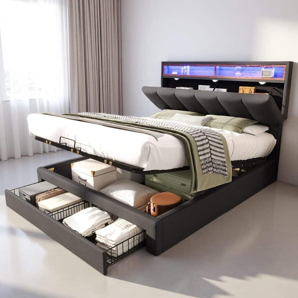 Test du lit coffre Sapgaks 140 x 190 avec LED et rangement