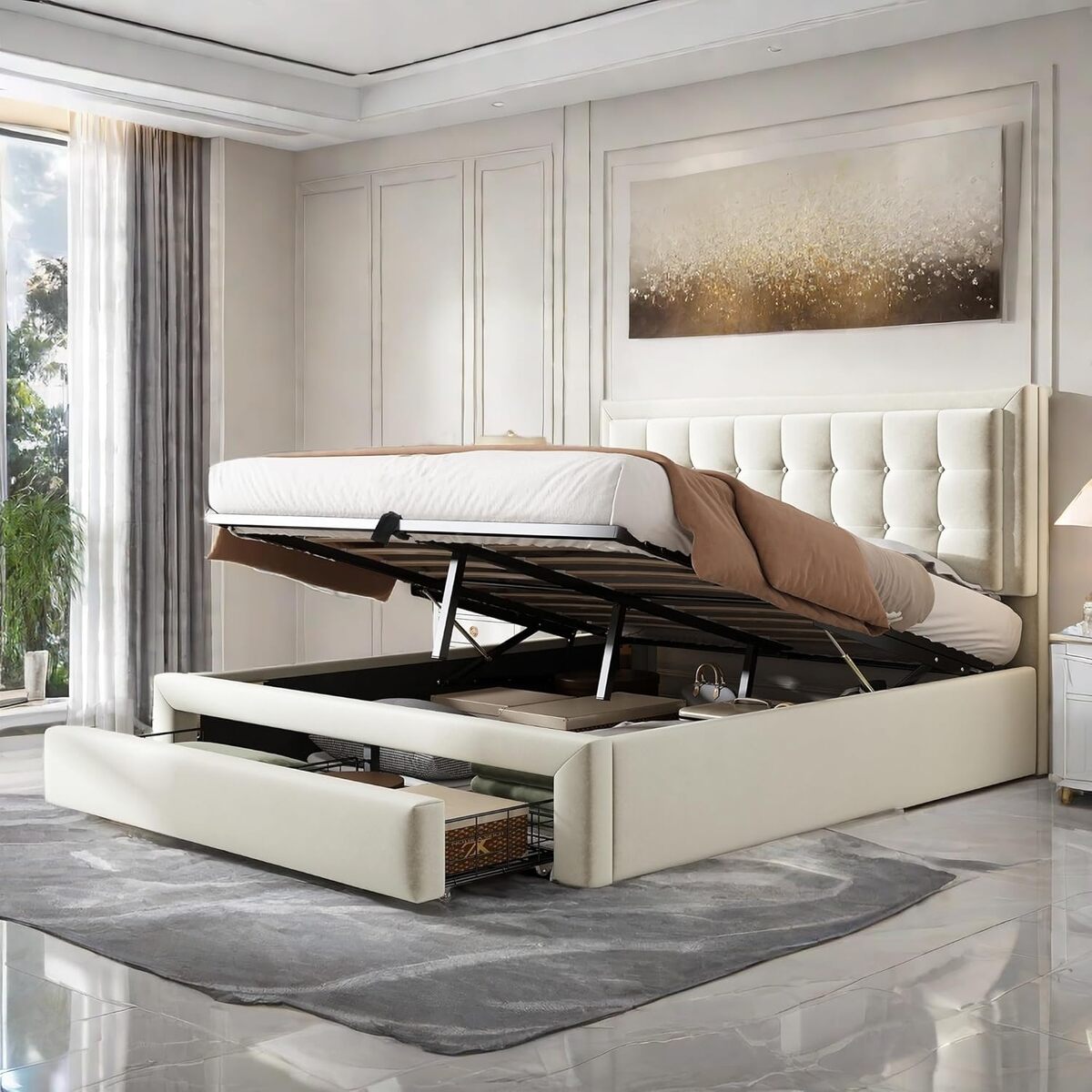 Test du lit coffre Sapgaks 140x190 cm : confort et rangement optimal