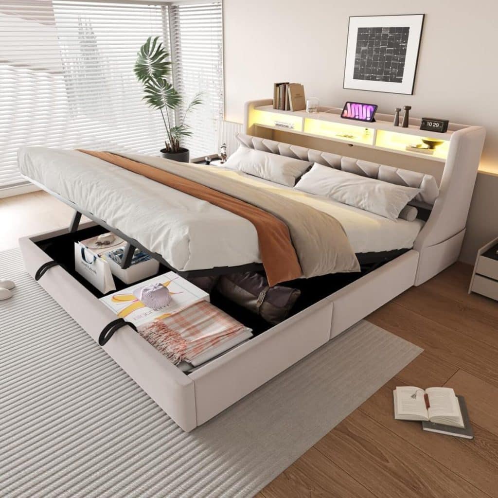 Test : lit double OOIILLEE 180x200 cm LED et coffre hydraulique