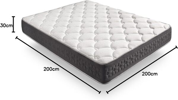Matelas Épaisseur 30cm Grand Class® (200x200 cm) | Bio Mousse á Memorie de Forme Natur Fresh® + Rest Foam Soft® |Système Multi Zone Slepp avec 11 Zones de Confort | Extrêmement Durable