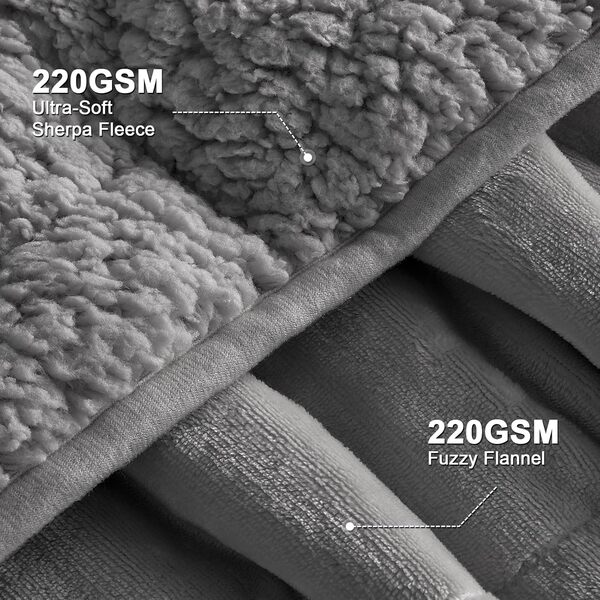Lofus Couverture en polaire Sherpa - 6,8 kg - Couverture lourde avec flanelle douce et réversible - Taille complète - Super douce et chaude - 121,9 x 182,9 cm - Pour lit d'adulte, canapé - Gris