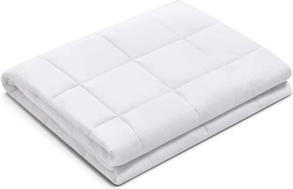 RelaxBlanket Couverture lestée | 152,4 x 203,4 cm, 5,4 kg | Pour une personne entre 50,9 et 72,6 kg | Matériau en coton de qualité supérieure avec perles de verre | Blanc