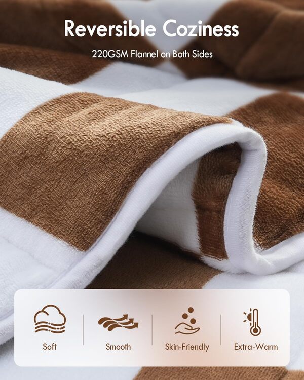 Kaisa Couverture lestée pour adultes de 6,8 kg, double face en flanelle à carreaux de 6,8 kg, couverture lourde et confortable pour soulager le stress et favoriser le sommeil profond, 121,9 x 183 cm,