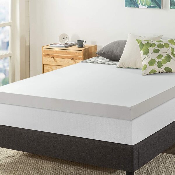 Best Price Surmatelas en Mousse à mémoire de Forme 10,2 cm, Blanc, Short Queen