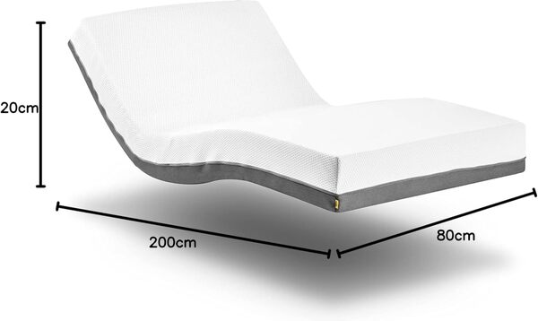 Ferlex - Matelas à mémoire de Forme 80x200 Elion | 20 cm épaisseur | Convient aux Lits articulés | Anti-acariens et Antibactérien