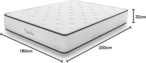 COSMOS - Matelas Upsilon 180x200-32 cm - Accueil Mousse à mémoire de Forme + Blue Latex - Confort Ferme - 7 Zones - Réversible - Hypoallergénique - Durable - Sommeil Isolé - Fabriqué en Europe