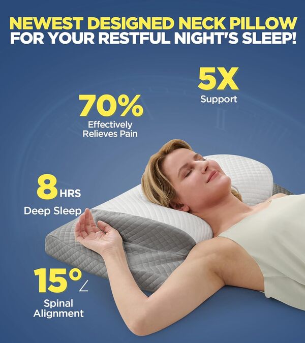 Oreiller cervical ultra confortable pour soulager la douleur, oreiller de positionnement latéral réglable qui s'adapte parfaitement aux épaules, oreiller ergonomique en mousse à mémoire de forme avec