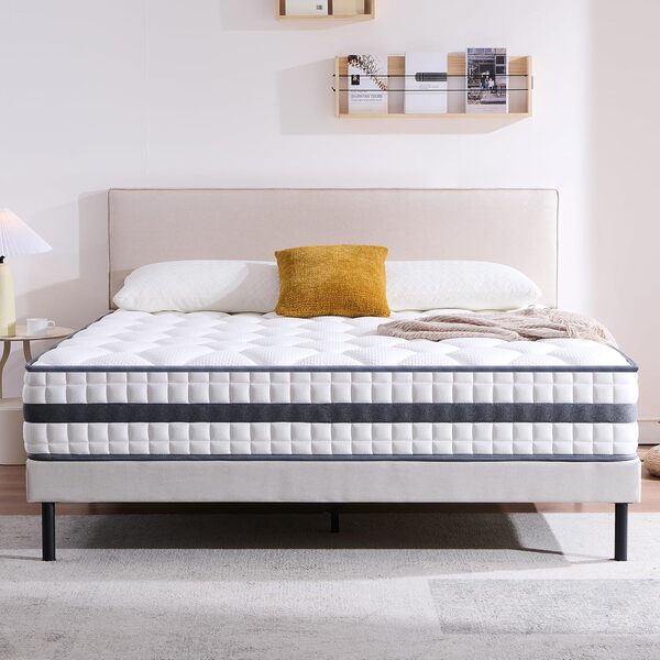Matelas 180x200x22 cm Matelas Hybride en Mousse à mémoire de Forme à Ressorts ensachés,Durable et Doux pour la Peau, Durable et Respirant (180x200x22)