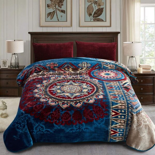 JML Couverture Polaire King Size, Couverture de Menthe coréenne 85 x 95 Pouces- 9 lbs, Simple Ply, Douce et Chaude, épaisse Raschel Imprimé Mink Couverture pour l'automne, l'hiver, Le lit, la Maison