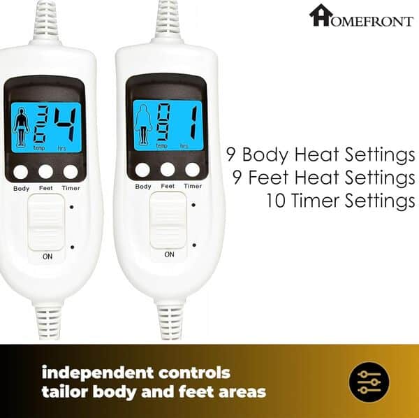 Homefront Couverture électrique Double contrôle en Polaire de qualité supérieure entièrement ajustée, Double contrôle