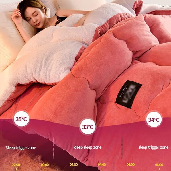 Couette en Agneau Super Chaude, Couverture d'hiver en Polaire Double Face, Couette éPaisse en Peluche Chaude, Couette en Duvet De Couleur Unie, Lavable en Machine