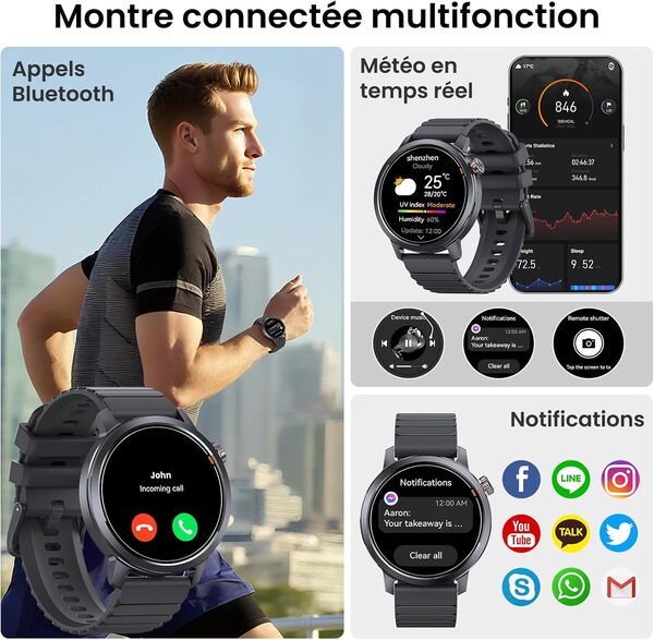 KOSPET Orb Montre Connectée Femme Homme, Écran AMOLED de 1,43