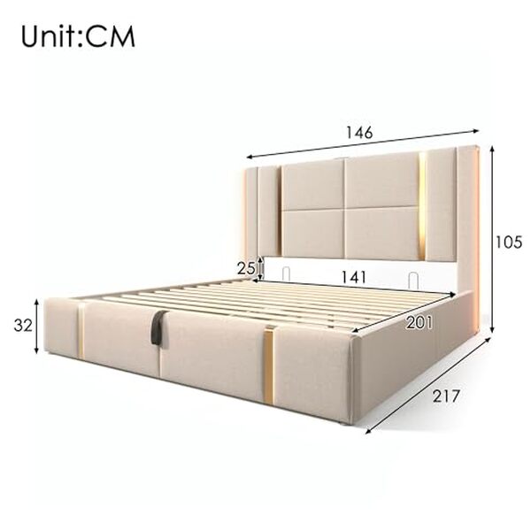 Découvrez notre avis complet sur le lit coffre 140x200 beige avec sommier LED et ports USB : design moderne, fonctionnalité et confort au rendez-vous pour une chambre élégante.