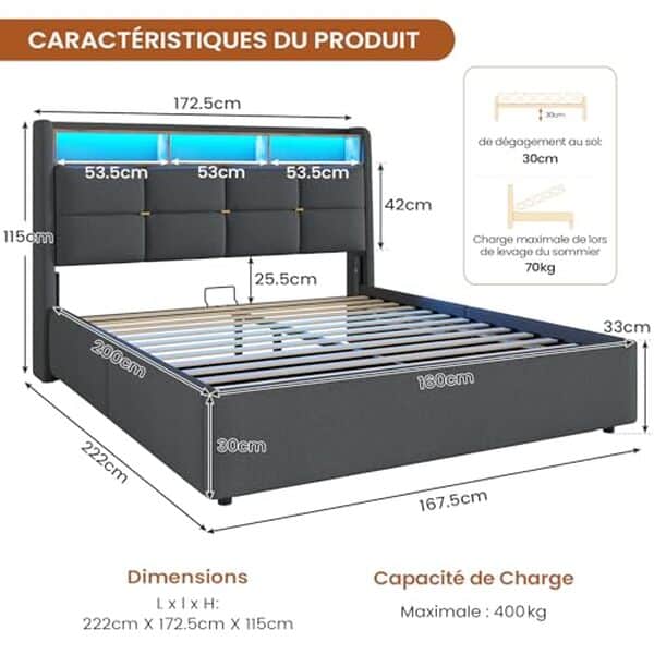 Découvrez notre test détaillé du lit Dictac 160x200 avec rangement LED pour un confort optimal et un style moderne. Éclairage LED intégré, gain de place et design élégant : faites le bon choix pour votre chambre.