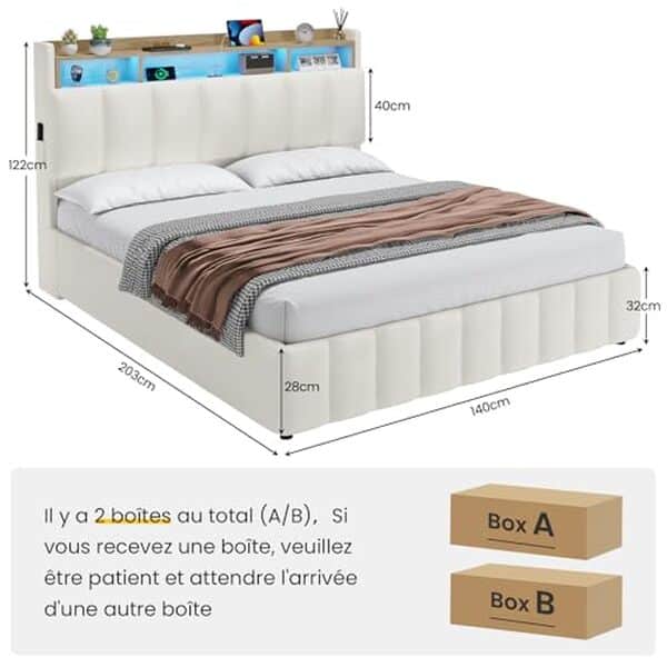 Découvrez le test du lit coffre Kimenich 140 x 190 équipé de LED et d'un espace de rangement pratique. Idéal pour optimiser votre chambre avec style et modernité.