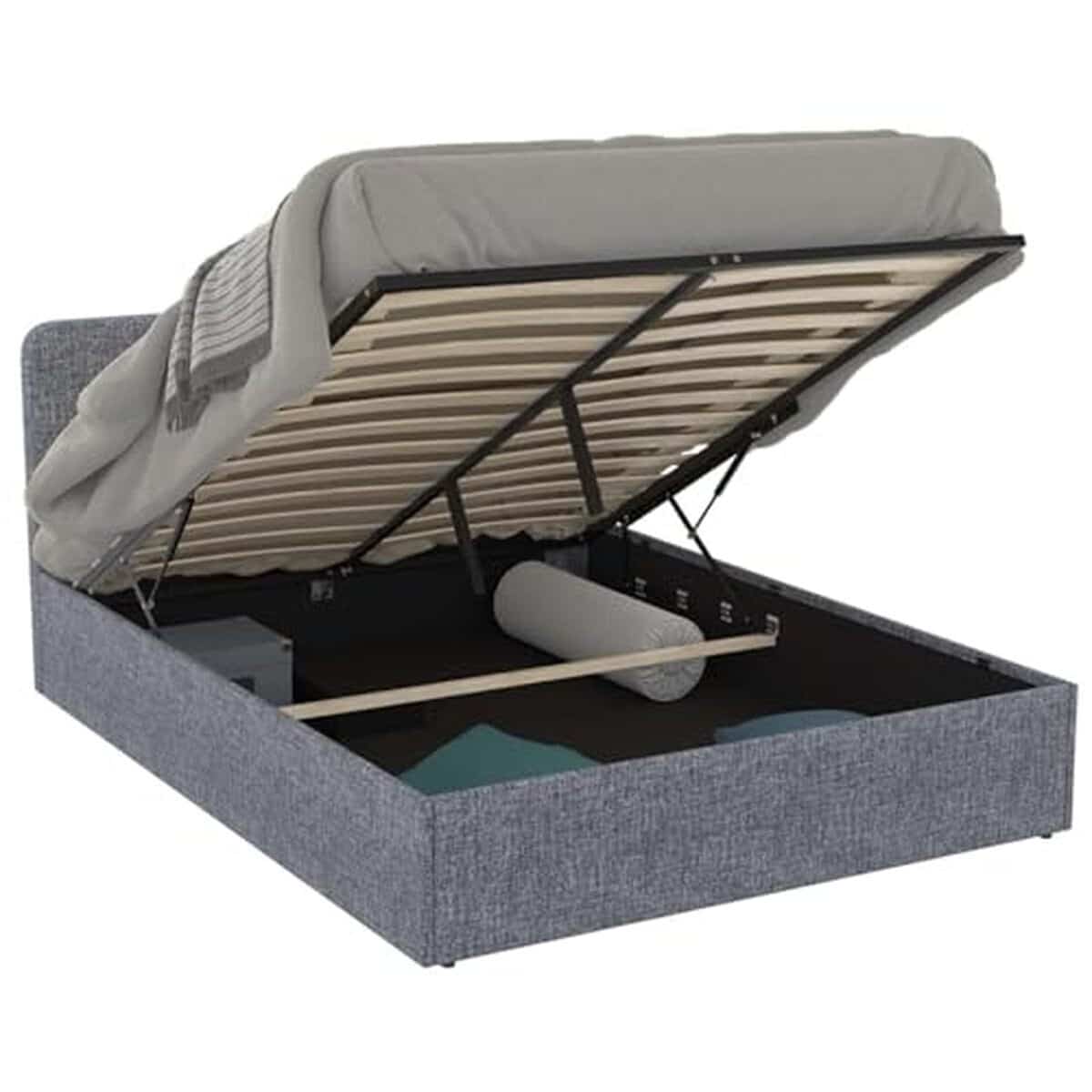 Test du lit coffre Norfolk IDMarket 140 x 190 cm tissu gris anthracite