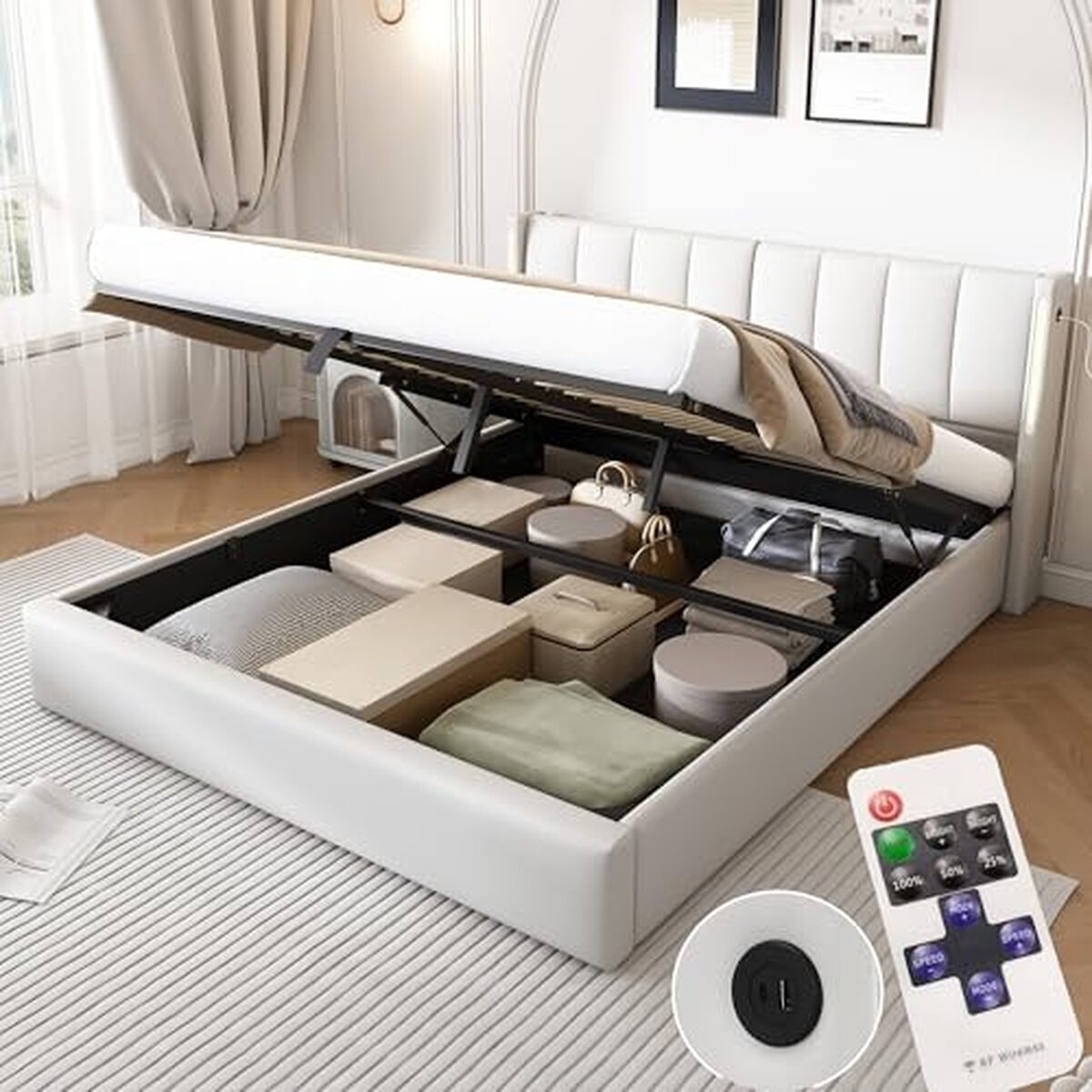 Test : lit Zepneiy 140 x 190 avec sommier LED et rangement